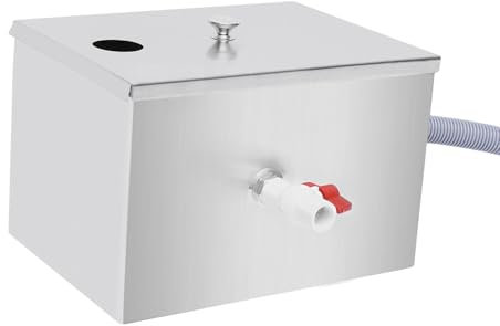 XLWLLNJ Intercepteur de Bac à Commercial, Bac à En Acier Inoxydable sous L'évier, Filtre Séparateur D'eaux Usées avec Entrée Supérieur, 35x20x20cm