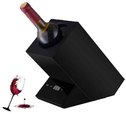 LwiftGal Electric Wine Chiller, Single Bottle Wine Cooler in Stainless Steel, Rapid Beverage, Champagne, Drink Chiller, Gifts for The Wine Lover, Wine Coolers,Black