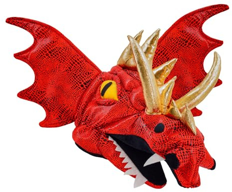W WIDMANN MILANO Party Fashion – mössa drake, röd, djurkostym, dinosaurie, huvudbonad karneval