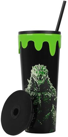 Bioworld Godzilla Kanji - Vaso de plástico negro de 24 onzas