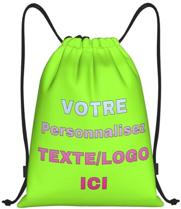ROHBVMN Sac de sport personnalisable et sac a dos personnalisée – Sac sport homme et femme, sac piscine enfant, gym bag, sac à cordon avec logo et texte pour toutes les occasions