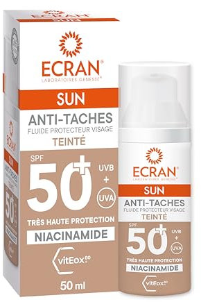ECRAN® - Crème Solaire Visage - Haute Protection - Technologie vitEox80 - Vitamine E, Niacinamide - Protection UVA, UVB, Coups de Soleil - Protection Solaire SPF50 - Bronzage Naturel - Anti Taches