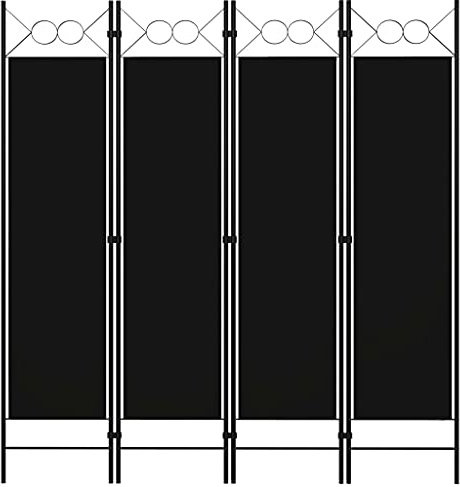 Myheimly 4-TLG. Raumteiler Klappbar Freistehend Trennwand Paravent Umkleide Sichtschutz Spanische Wand Raumtrenner Schwarz 160 x 180 cm