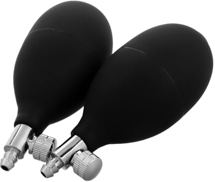 2 Stück PVC Druckpumpenballons mit Ventil, Ersatz für Druck, Klein | Handpumpe Luft, Manuelle Aufblasvorrichtung mit Luftablassdruck, Schwarz, Metall
