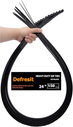 150 PCS Cable Ties 600mm x 8.8mm Nylon Zip Ties Long Heavy Duty up to 250 lbs Tensile Strength Plastic Tie Wraps Self-Locking Nylon Wire Ties Wraps for Office, Household and Outdoor(Black)