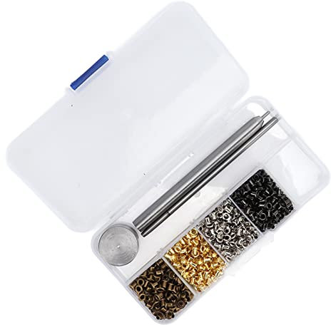 Kit per Strumenti di Ghisa da 800pcs Foro per Foro per Cinghie di Latte in Pelle 4 Colori con 3 Pezzi Kit di Strumento e Scatola di Installazione