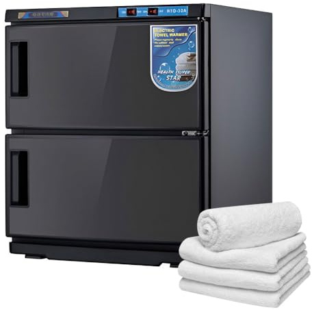 Mobile scaldasalviette da 50 l, disinfezione per riscaldamento UV, grande capacità, per saloni di bellezza e ristoranti, vassoio antigoccia rimovibile e piedini antiscivolo inclusi