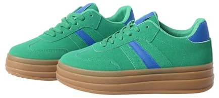 Nexsus Plus Women's Sneakers Cushion Soled Breathable Faux Suede Platform (Green, UK Footwear Size System, Adult, Women, Numeric, Medium, 6)
