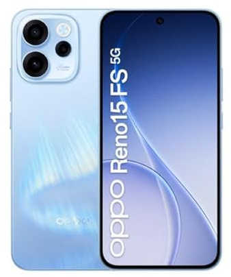 OPPO Reno15 FS 5G AI Smartphone, Tripla fotocamera 50+8+2MP, Selfie 50MP, Display 6.57 120HZ AMOLED FHD+, 6500mAh, RAM 8GB(Esp2GB/4GB/8GB)+ROM 512GB [Versione Italia], Aurora Blue