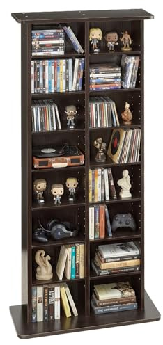 VEVOR Medienregal, 8-lagiges CD-Regal, 559x222x1295 mm, Multimedia-Aufbewahrung für CDs, DVDs, Bücher & Spiele, Raumteiler Schrank mit 16 Fächern für Wohnzimmer, Homeoffice, Aufnahmeraum