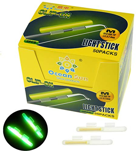 QualyQualy Knicklichter für Angeln 100 Stück in 50 Tütchen, Clip-On Angelknicklicht, M: 2.0-2.6mm