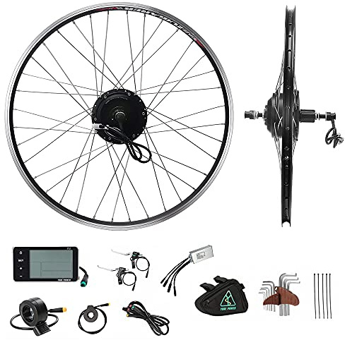 YOSE POWER E-Bike Conversion Kit 36V350W 28(700C) Heckmotor Steckkranz Elektrofahrräder Umbausatz Cassette 28 Zoll Schwarz mit LCD Display