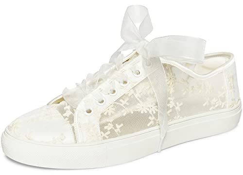 JIAJIA 8835 Wedding Shoes Bridal Sneakers Flats Bride Tennis Shoes Lace Sneakers - Personalized Customization Available