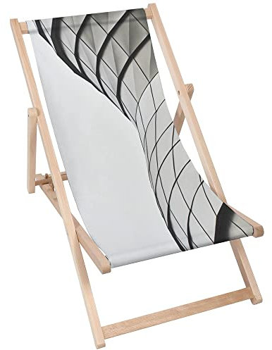 DreamRoots Liegestuhl Klappbar Holz aus Buchenholz, bis 130 kg belastbar, 3-Fach verstellbare Rückenlehne, waschbarer Polyesterbezug