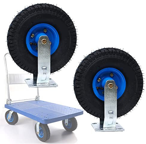 WORDFUN Transportrolle 200mm/250mm Mit Bremse, 360 Grad Drehbar Strapazierfähige Lenkrollen, Doppeltes Kugellager Luftreifen Gummi Bockrolle, Für Transportwagen Plattformwagen (2 Stück)