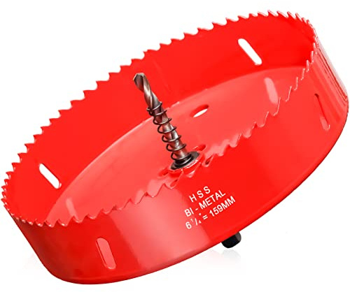 Hole Saw 6 5/16” (160mm) for Wood, HSS Bi-Metal Hole Cutter with Pilot Drill Bit for Plywood, Cornhole, Ceiling and Drywall