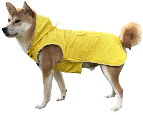 Nicht steifer Hunde-Regenmantel, reflektierend, verstellbar, leicht zu tragen, von 2 XS bis 5 XL, weiche Haptik-Beschichtung, Regenmantel für Outwear, Sport mit Leinenloch (Größe M)