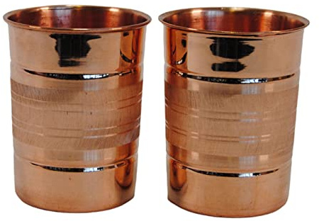 Terrapin Trading Lot de 2 gobelets à eau ayurvédiques en cuivre pur 100 % pur pour yoga, bar, cocktail, bienfaits pour la santé