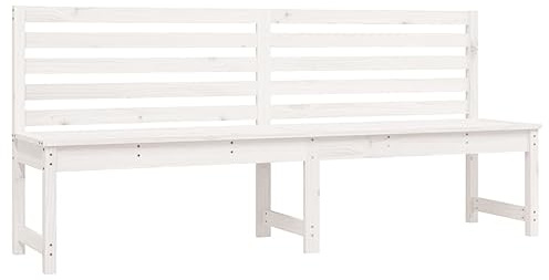 vidaXL Gartenbank, Sitzbank mit Rückenlehne, Gartenmöbel Parkbank Lattenrost-Design, Holzbank Bank für Garten Terrasse, Weiß Massivholz Kiefer