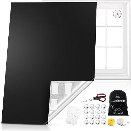 Mishukaze Dachfenster Verdunkelung 300cm*145cm mit 16 Saugnäpfen und 20 Klettverschluss, Zuschneidbar Verdunklungsrollo ohne Bohren für Schlafzimmer, Dachboden, Auto, Reisen
