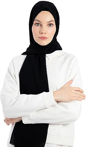Hijab Muslimisches Kopftuch Damen Chiffon Schal,islamische Tuch(Schwarz) | Islamisches Tuch,Premium Qualität,Türkischer Stil,Moderne Kopfbedeckung,Leichter Chiffon Schal,Moderne Türkische Qualität