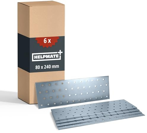 HELPMATE – 6 Stück Lochplatten 80x240 mm – Flachverbinder galvanisch verzinkt & blau passiviert – Holzverbinder mit hervorragendem Korrosionsschutz, stabil & langlebig – einfache Montage
