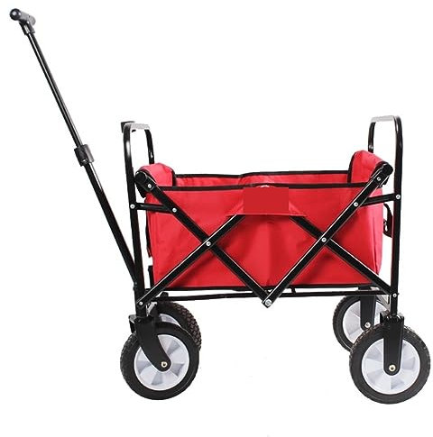 VONGAZ Faltbollerwagen Bollerwagen Handwagen Klappbarer Garten-Trolley, Robuster Trolley-Einkaufswagen Für Outdoor-Camping, Strand-Pull-Truck Faltwagen Strandwagen Transportwagen (Color : Rood)