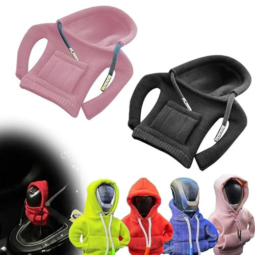 Unifizz Auto Schaltknauf Hoodie Lustige Schaltknauf Hoodie, Pullover Hoodie für Gangschaltung, 11,9 cm Auto Shifter Stick Protector Dekoration (schwarz + pink)