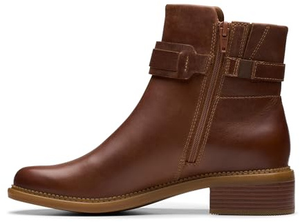 Clarks Premium Maye Bella, stivali da donna, alla moda, in pelle marrone chiaro, taglia 39, Pelle marrone chiaro, 39.5 EU