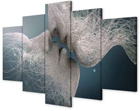 murando - Akustikbild Abstrakt 200x100 cm Bilder mit Akustikschaumstoff Hochleistungsschallabsorber Schallschutz Leinwandbild XXL 5 tlg Wandbild Kuss Liebe h-C-0184-b-m