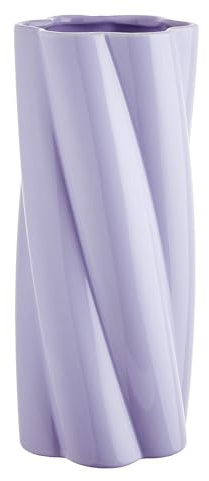 BUTLERS Deko-Vase aus Steinzeug 30cm -Twist- Moderne Dekoration für Wohnzimmer und Tischdeko | Blumenvase für Tulpen, Rosen, Pampasgras oder Trockenblumen | Farbe Violett - 12x13x30 cm - Tischvase für Blumensträuße & Zweige - Keramikvase zur Floristik