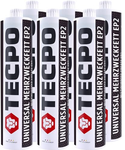 TECPO 6x Universal Mehrzweckfett 500g EP2 Lithium Fett Schmierfett Lithiumfett universell einsetzbares Langzeitfett temperaturbeständiges Gleit- Wälzlager Fett wasserbeständig