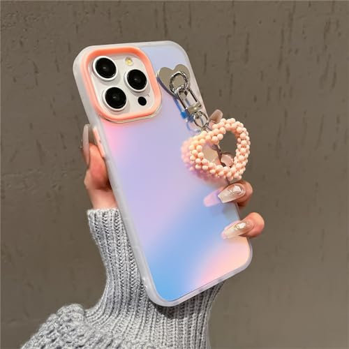 YOGISU Matte Laser Case For iPhone 11 Pro 12 13 14 15 Pro Max X Xs Max Xr 7 8 Plus Pearl Love Pendant Aurora Hard Slim Cover,Orange AX,For iPhone 13 Pro