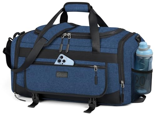 Sporttasche Reisetasche für Damen und Herren 40L 55L Große Sporttasche mit Schuhfach & Nassfach Trainingstasche Gym Fitnesstasche Schulsporttasche Handgepäck Tasche Weekender Bag (Blau, 40L)
