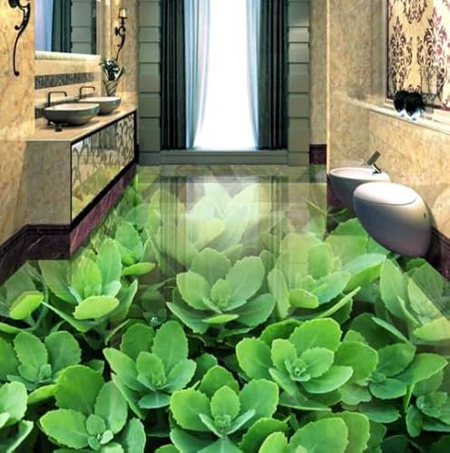 Benutzerdefinierte Großes Wandbild PVC-Boden Grün Pastoral Großes 3D-Wohnzimmer Schlafzimmer Badezimmerboden Ziegelwandpapier,350cmX245cm