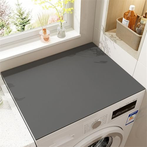 Highdi Housse de Protection pour Machine à Laver Top, Coussin de Machine à Laver Antidérapant Housse de Machine à Laver pour Machine à Laver Sèche-Linge (Gris foncé,50x50cm)