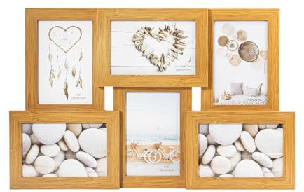 Tutee 6 Pack Collage Bilderrahmen 10x15 cm, Collagen Bilderrahmen, Fotorahmen für Mehrere Bilder Fotos Fotocollage Picture (Dunkles Holz)