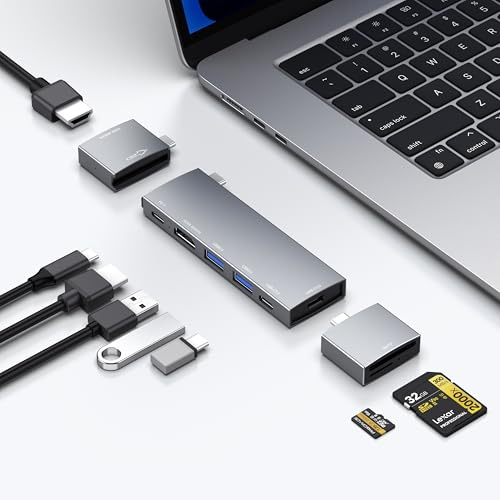 USB C Hub for MacBook, USB-C Hub 8-in-2, for Thunderbolt 4 hub,2 HDMI 4K 60Hz, 2 USBC, 2 USBA Data Ports microSD SD Card Reader for MacBook Pro 13 Inch, MacBook Air M1 M2 M3 iPad Dell XPS