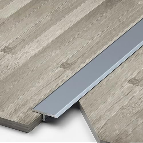 Raouoae Bande De Transition En T 90cm, Rail De Seuil De Porte En Aluminium, Profil De Compensation De Sol Pour Sols En Bois, Carrelage Et Moquette, Facile À Installer - 3 Pièces(Grau,Breite 6MM)