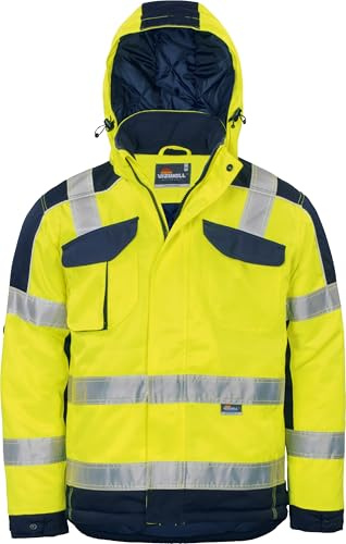 Vizwell Winter Warnschutz Arbeitsjacke leuchtgelb leuchtorange mit Kapuze