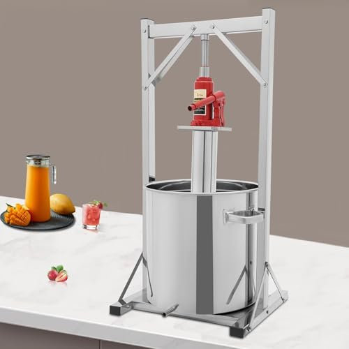 LZDOYY Pressa per Frutta Pressa per Sidro in Acciaio Inox con martinetto Idraulico e Telaio per pressa, pressa per UVA e frantoio per Sidro, per Cantine vinicole domestiche e ristoranti,36L
