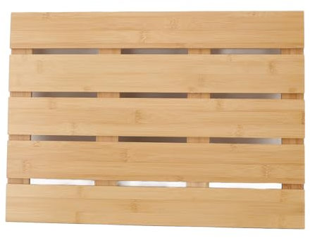 Fuerdich Badematte Holz Für Badezimmer, Bambusteppich Multifunktionale Leicht Zu Reinigende rutschfeste Badematte Badvorleger Für Badewanne 50 X 36 cm, Natur