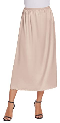 Avidlove Women Satin Petticoat Spetsbroderad Bottenkjol Vintage Lång Petticoat Champagne L