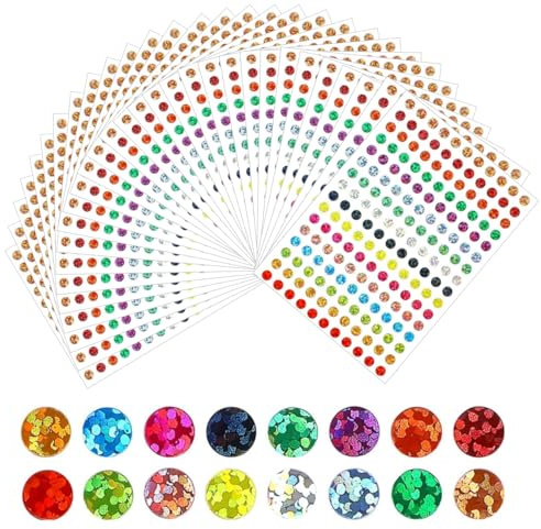 5280 Punktaufkleber, Kreise, farbig, glänzend, kleine Punkte, 6 mm, selbstklebende Etiketten für Kalender, Planer, Bastelpapier (16 Farben/30 Blatt)