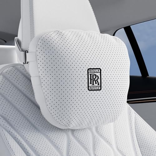 FYBSDC Car Headrest Lumbar Support for Rolls-Royce Ghost 2007-2022, Comfort Leather Memory Foam Car Neck Lumbar Support Pillow Cushion,headrest-White