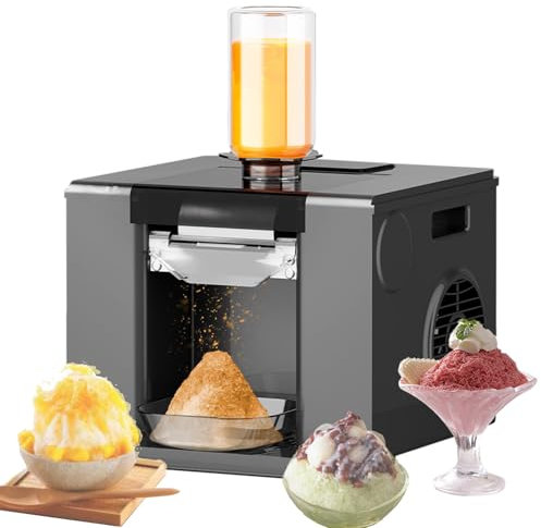 Macchina automatica per ghiaccio tritato commerciale, macchina per ghiaccio tritato da 60 kg/giorno, macchina per ghiaccio a fiocchi di neve, attrezzatura per gelati e dessert,Black
