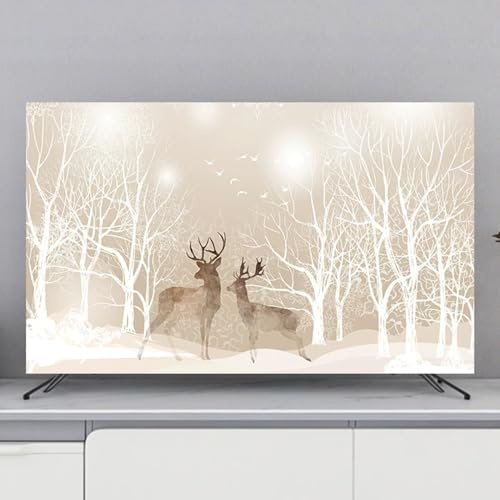 TV Covers, Indoor TV Cover, Compatible with 32-80 Inch TV Dust Cover Soft Fabric Screen Protector,Dust-Proof and Light-Proof for Wall Mount Curved Desktop Monitor Desktop TV J,49-52in(118 * 70cm)
