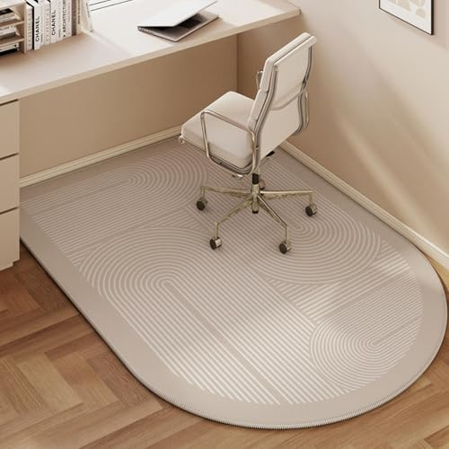 Odot Einfacher Creme-Stil Bodenschutzmatte Bürostuhl, Bürostuhl Unterlage Schreibtischstuhl Unterlage Kratzfest rutschfest Bodenschutzmatte Gaming Teppich für Hartböden Büro (Wirbel,120x160cm)