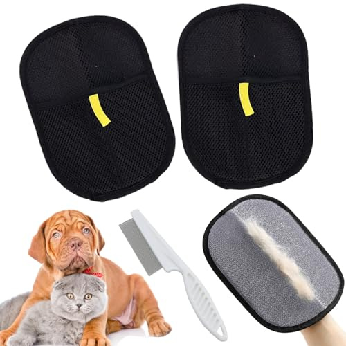KERANEET 2 guantes quitapelos para mascotas, guantes para eliminar el pelo de mascotas, guantes reutilizables para mascotas, guantes de pelo de gato, guantes para ropa de cama, sofás