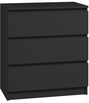 roe furniture Kommode mit 3 Schubladen | Komodenschrank 60 cm Breit, Schubladenschrank für Wohnzimmer, Schlafzimmer, Flur - Modern, Grifflose Front – 60x35x76 cm